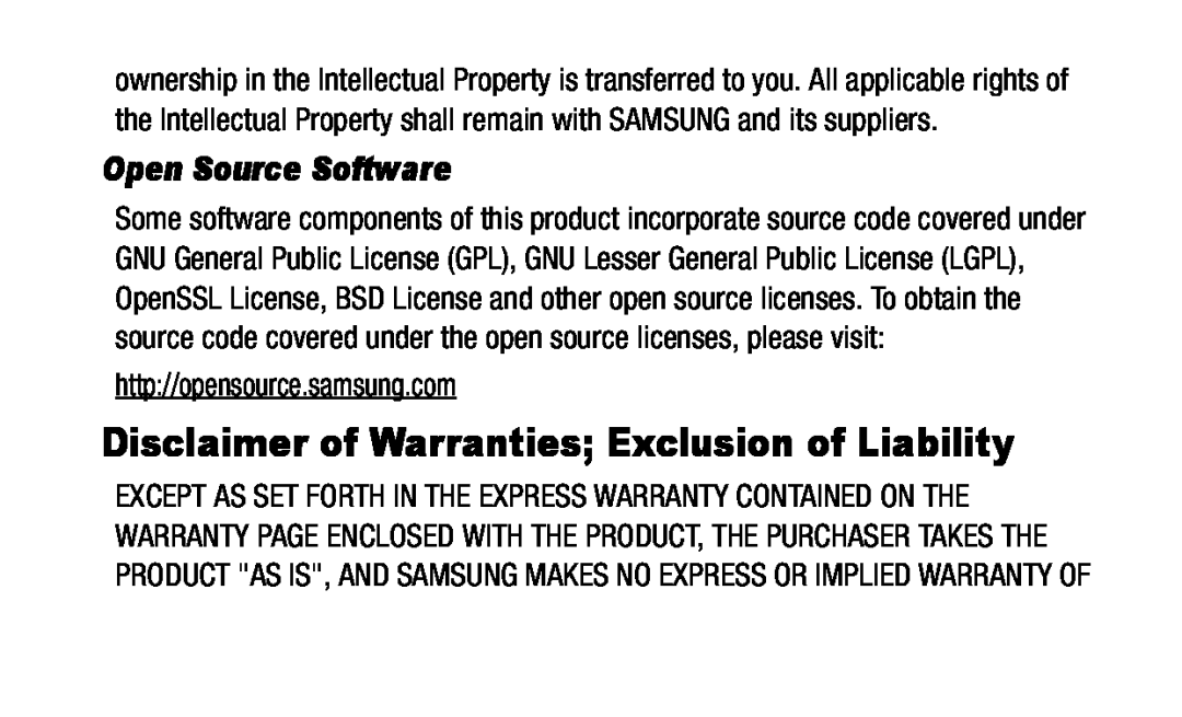 Disclaimer of Warranties; Exclusion of Liability Galaxy Tab S2 9.7 Wi-Fi
