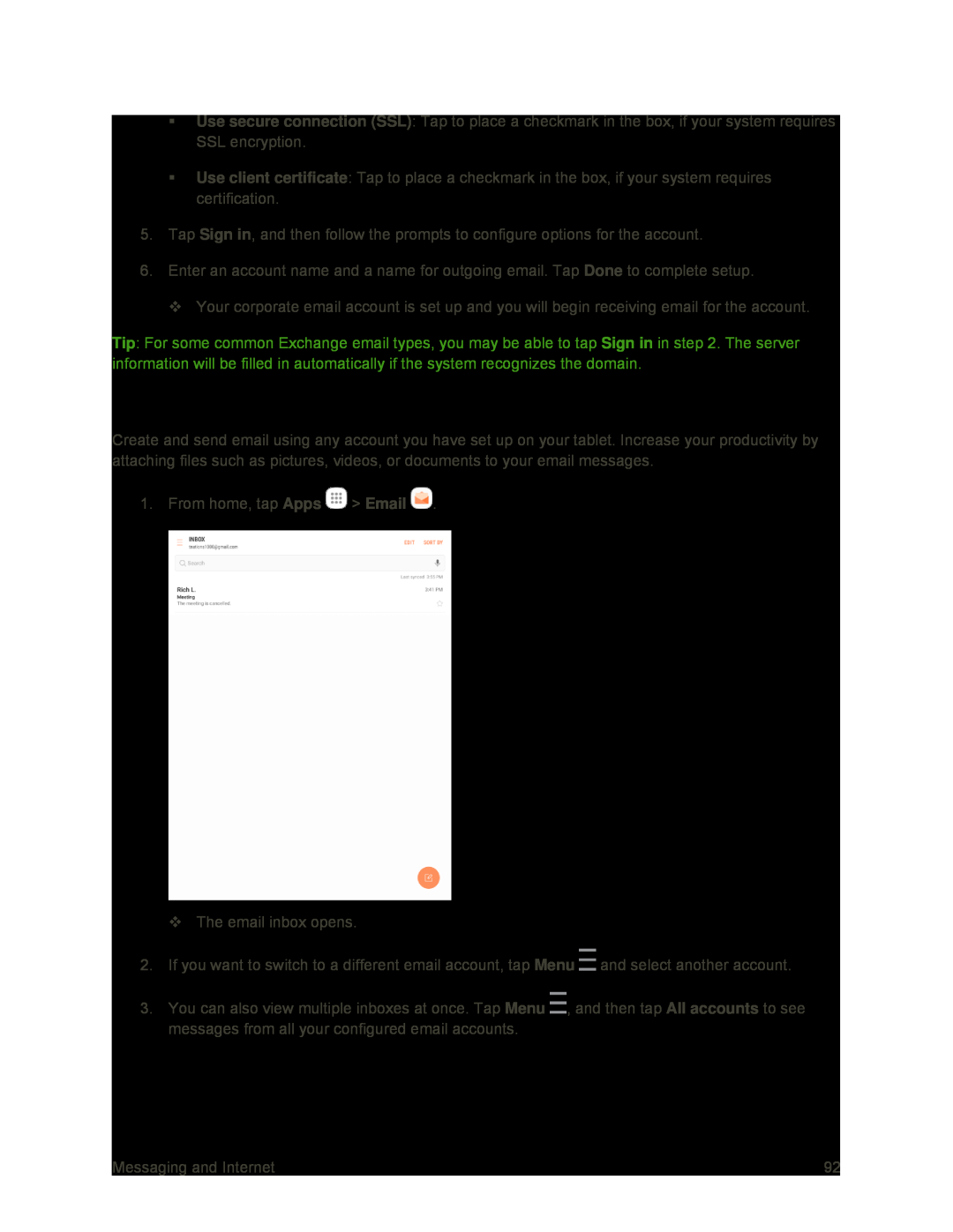 Create and Send Email Galaxy Tab S2 9.7 Sprint