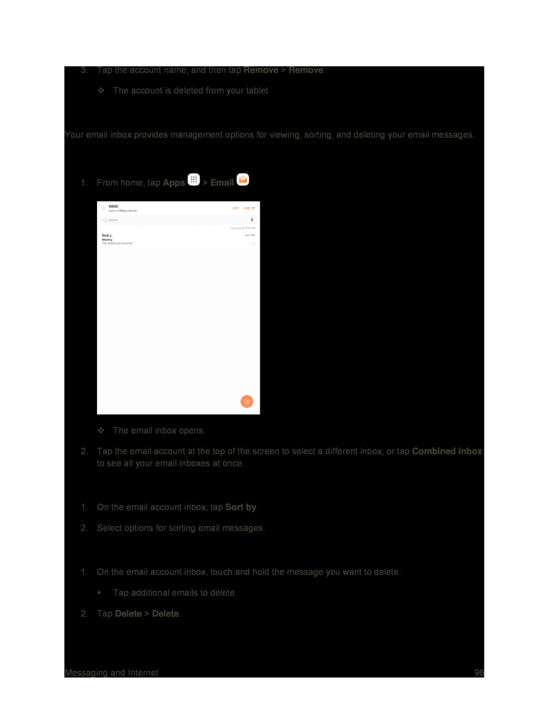 Delete Email Messages Galaxy Tab S2 9.7 Sprint