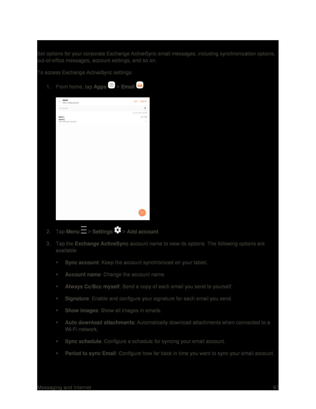 Exchange ActiveSync Email Features