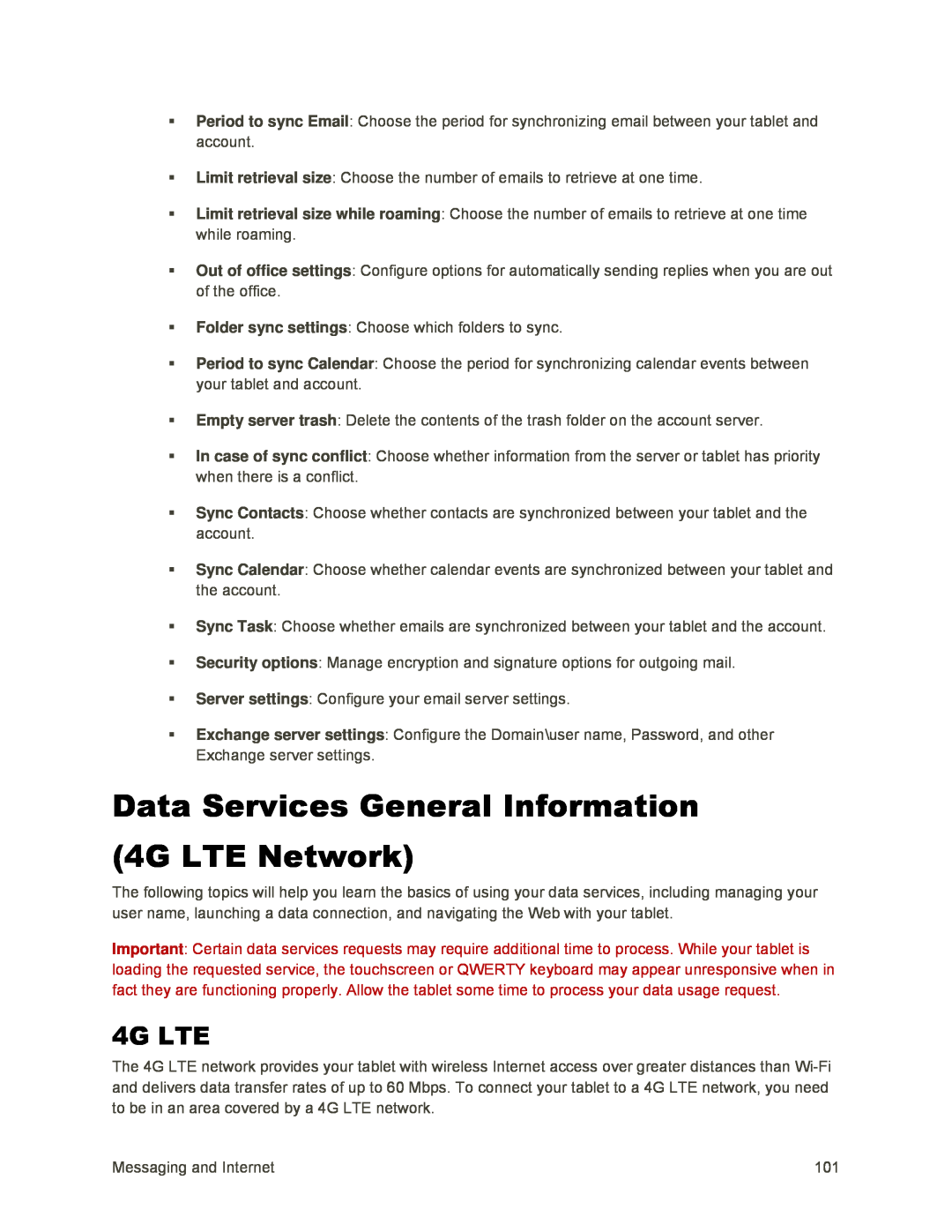 4G LTE Data Services General Information (4G LTE Network)