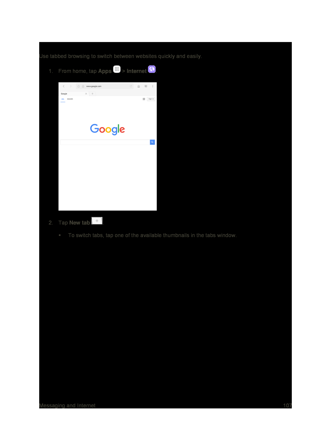 Open New Browser Tabs Galaxy Tab S2 9.7 Sprint