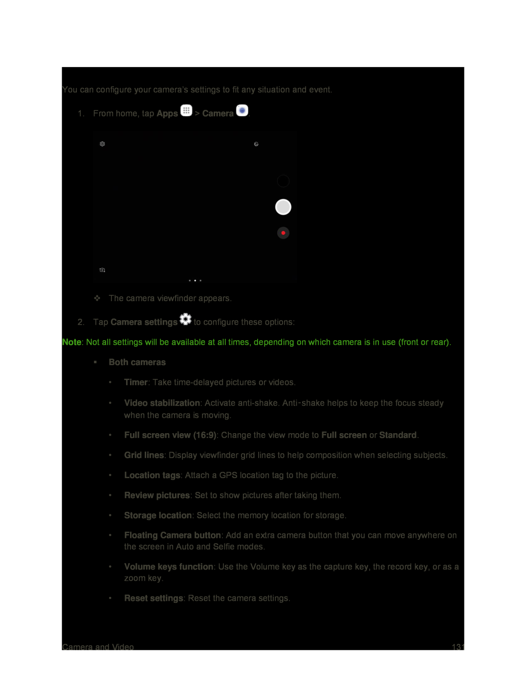 Set Camera Options