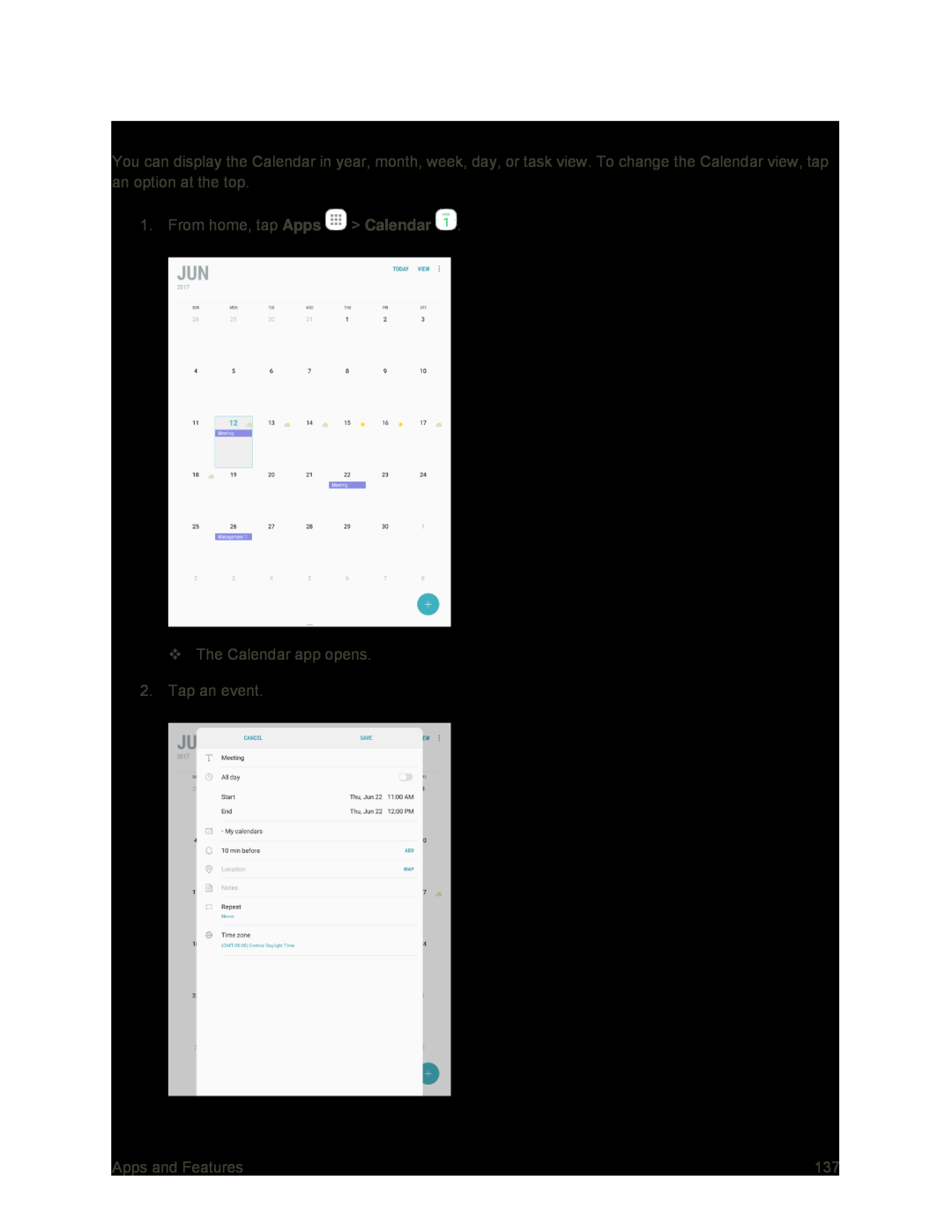 View Calendar Events Galaxy Tab S2 9.7 Sprint