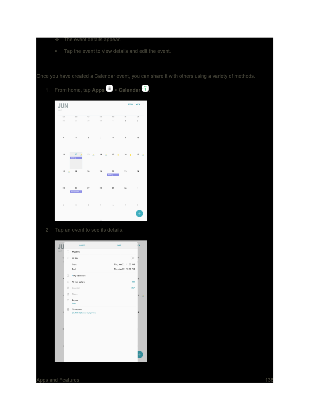 Share Calendar Events Galaxy Tab S2 9.7 Sprint