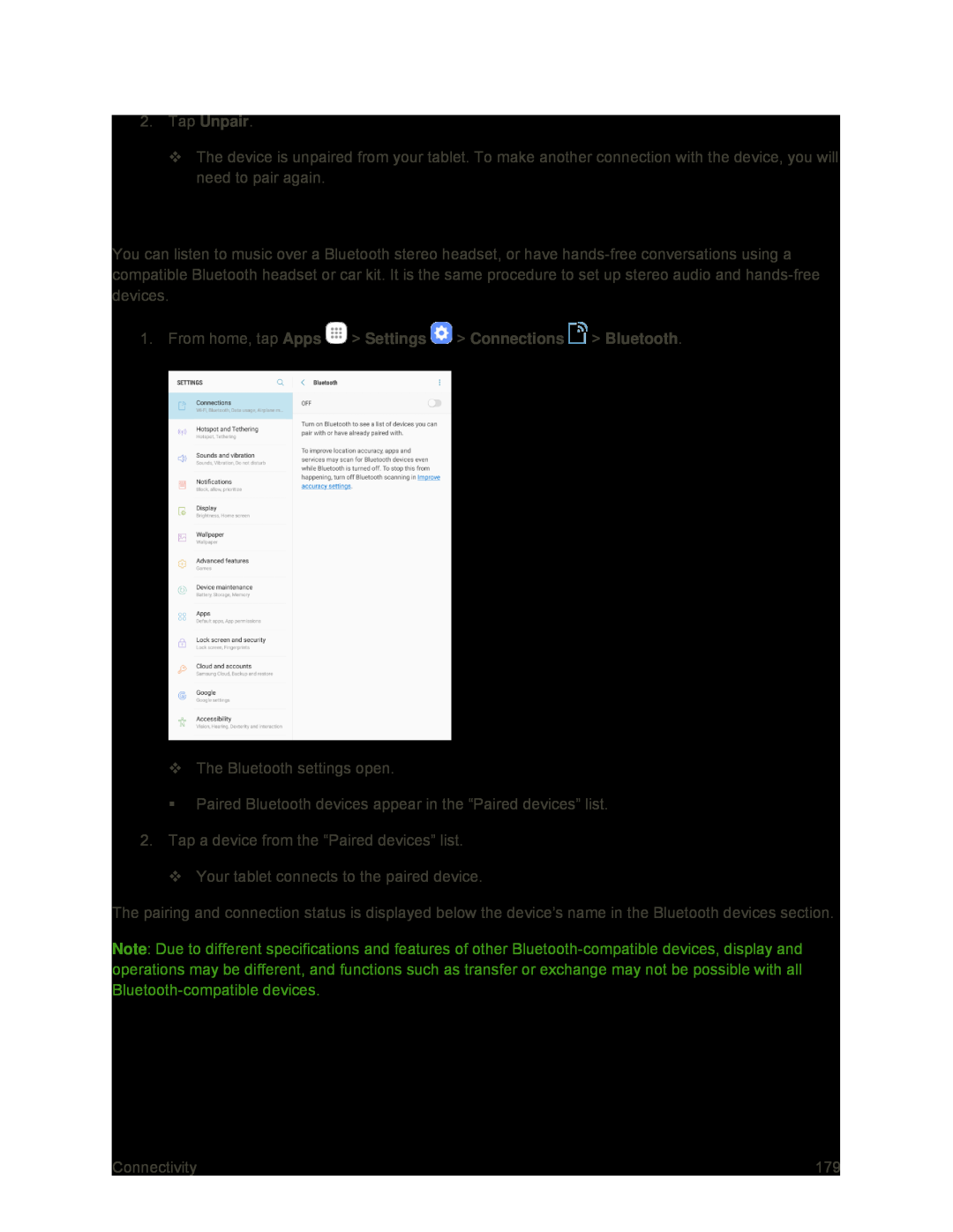 Connect to a Paired Bluetooth Device Galaxy Tab S2 9.7 Sprint