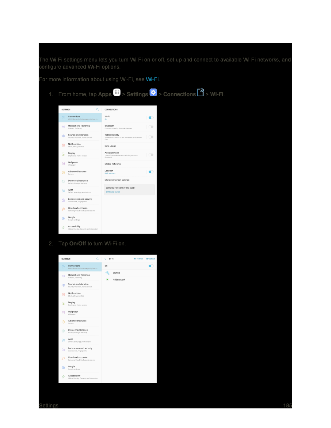 Wi-FiSettings Menu