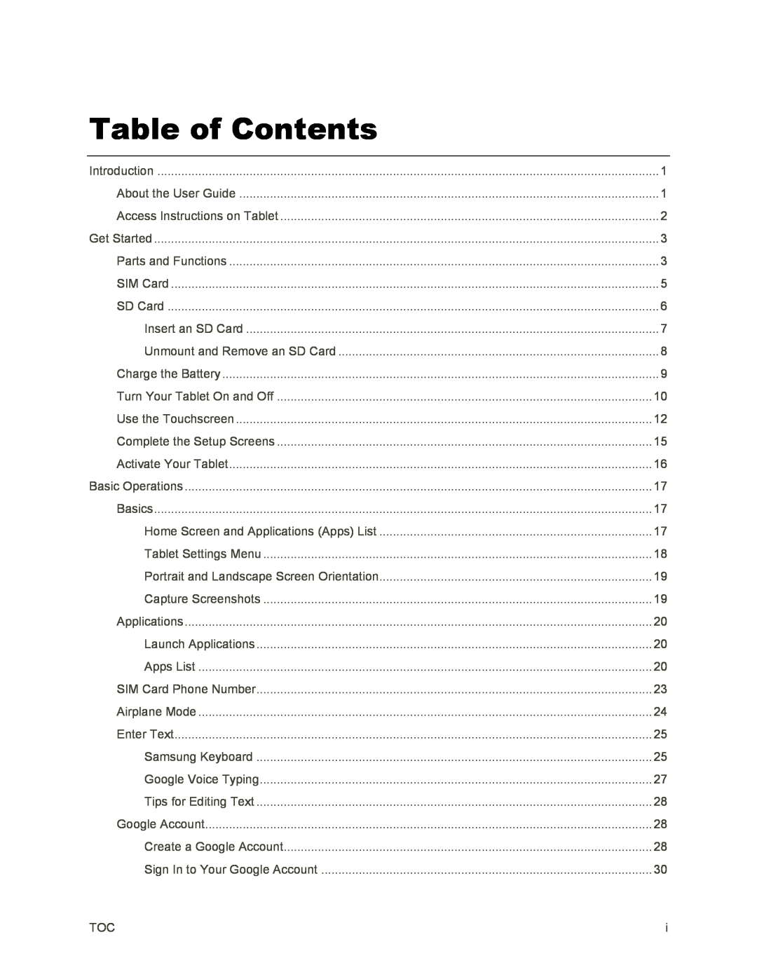 Table of Contents Galaxy Tab S2 9.7 Sprint