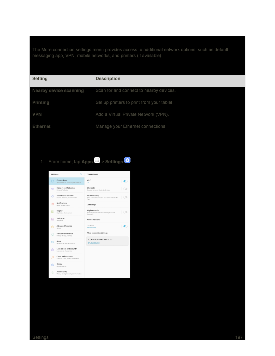 More Connection Settings Options Galaxy Tab S2 9.7 Sprint