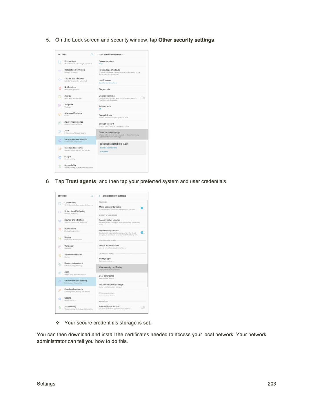 Other security settings Galaxy Tab S2 9.7 Sprint