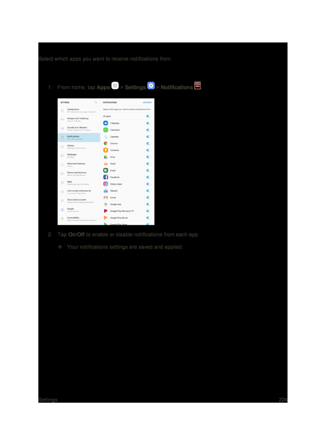 Access Display Settings Galaxy Tab S2 9.7 Sprint