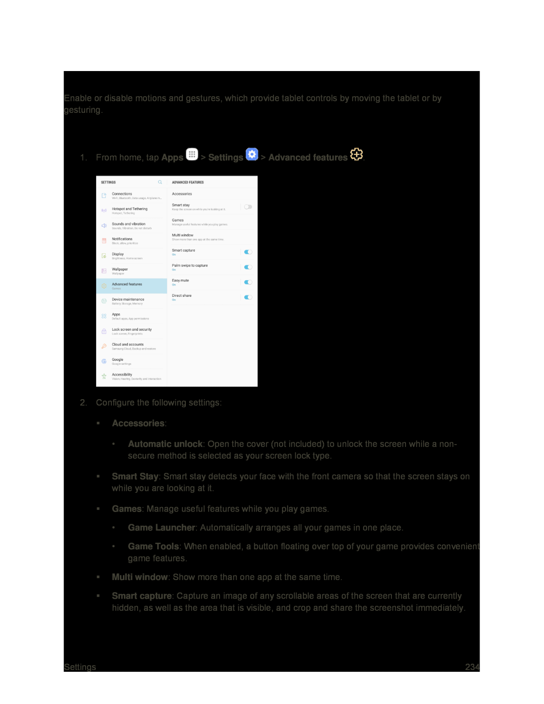 Access Advanced Features Settings Galaxy Tab S2 9.7 Sprint