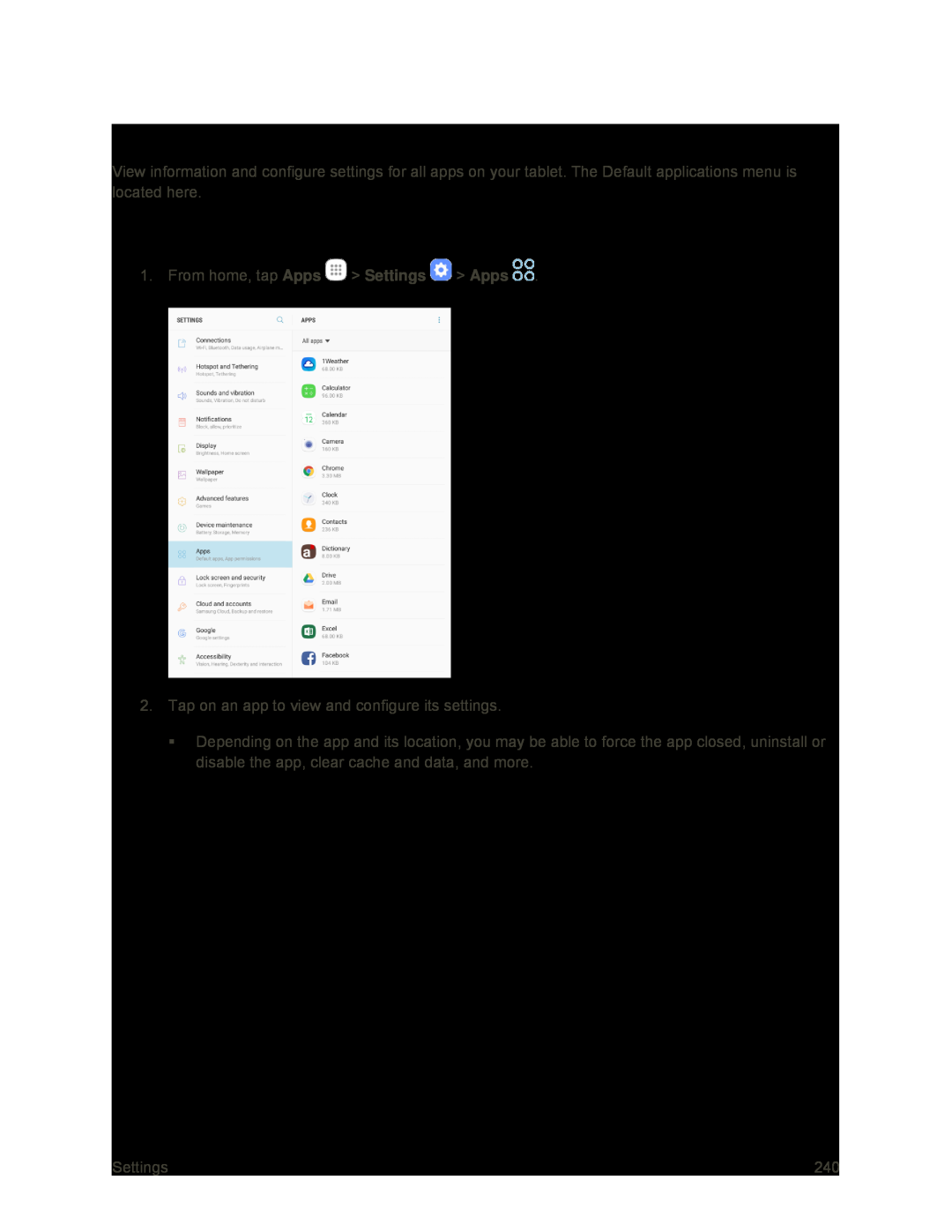 Applications Settings Galaxy Tab S2 9.7 Sprint