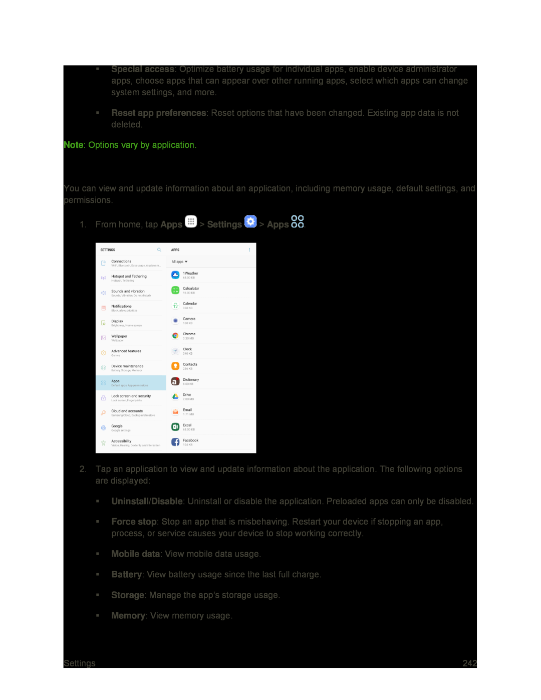 Manage Apps Galaxy Tab S2 9.7 Sprint