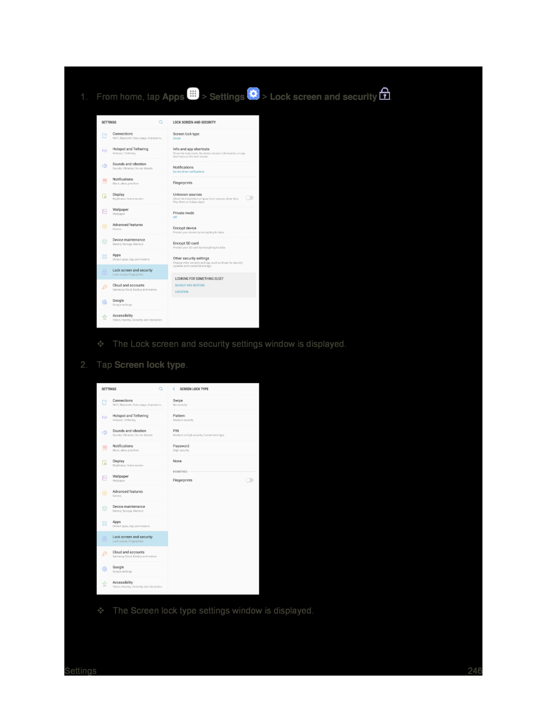 Access Screen Lock Settings Galaxy Tab S2 9.7 Sprint