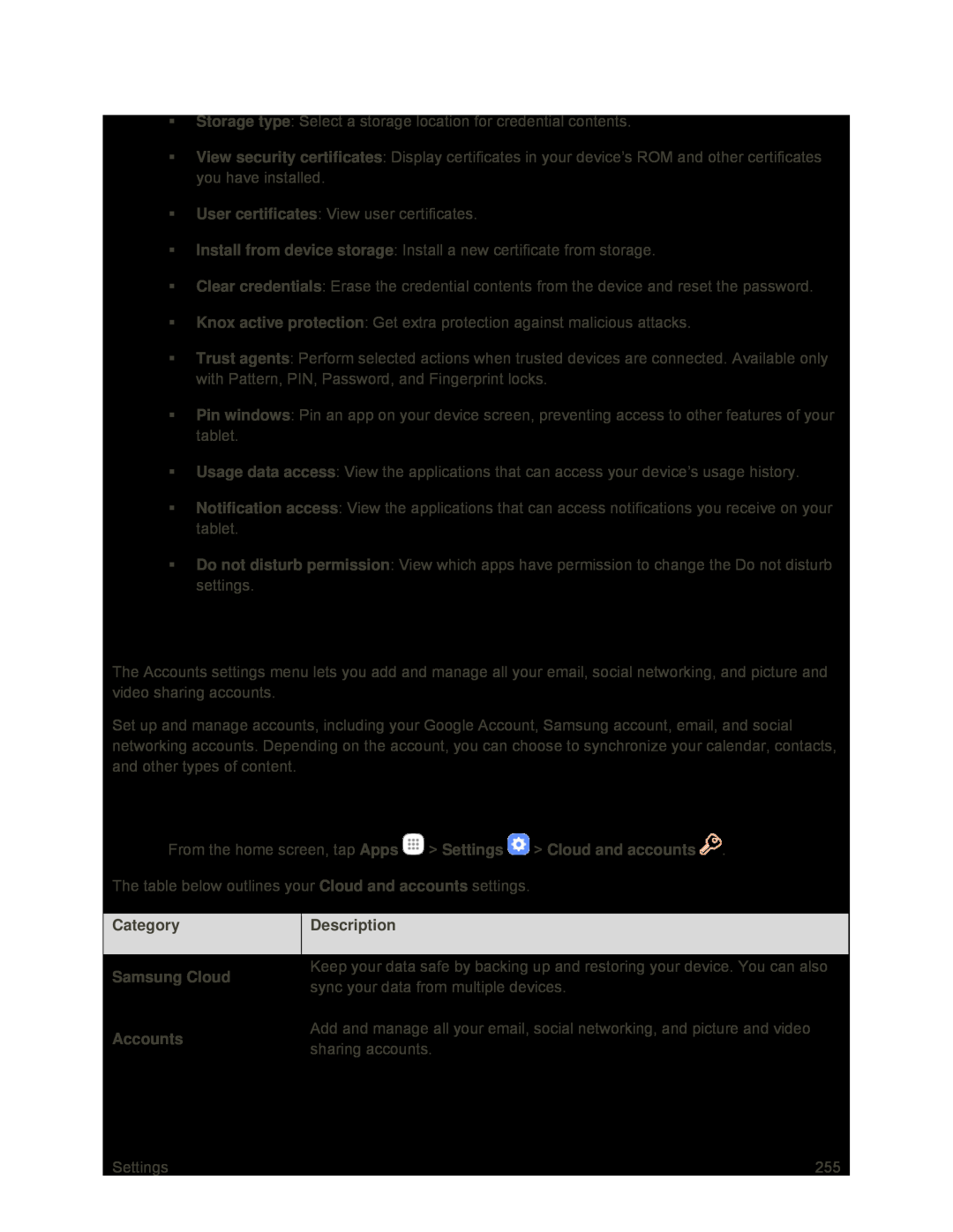 Access Cloud and Accounts Settings Cloud and Accounts