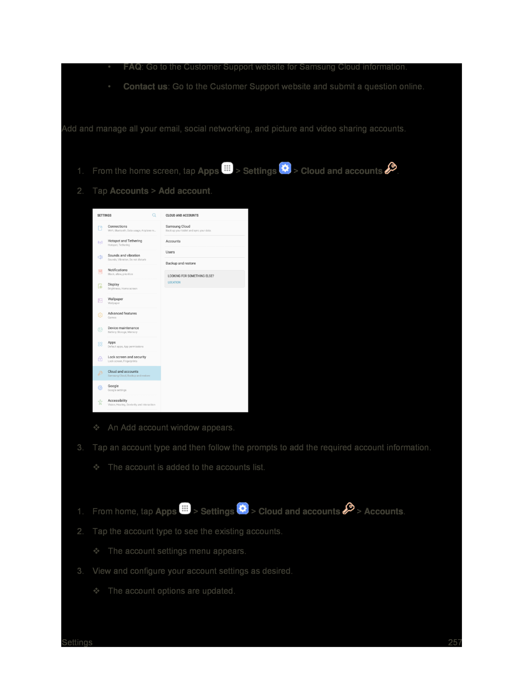 Manage Existing Accounts Galaxy Tab S2 9.7 Sprint