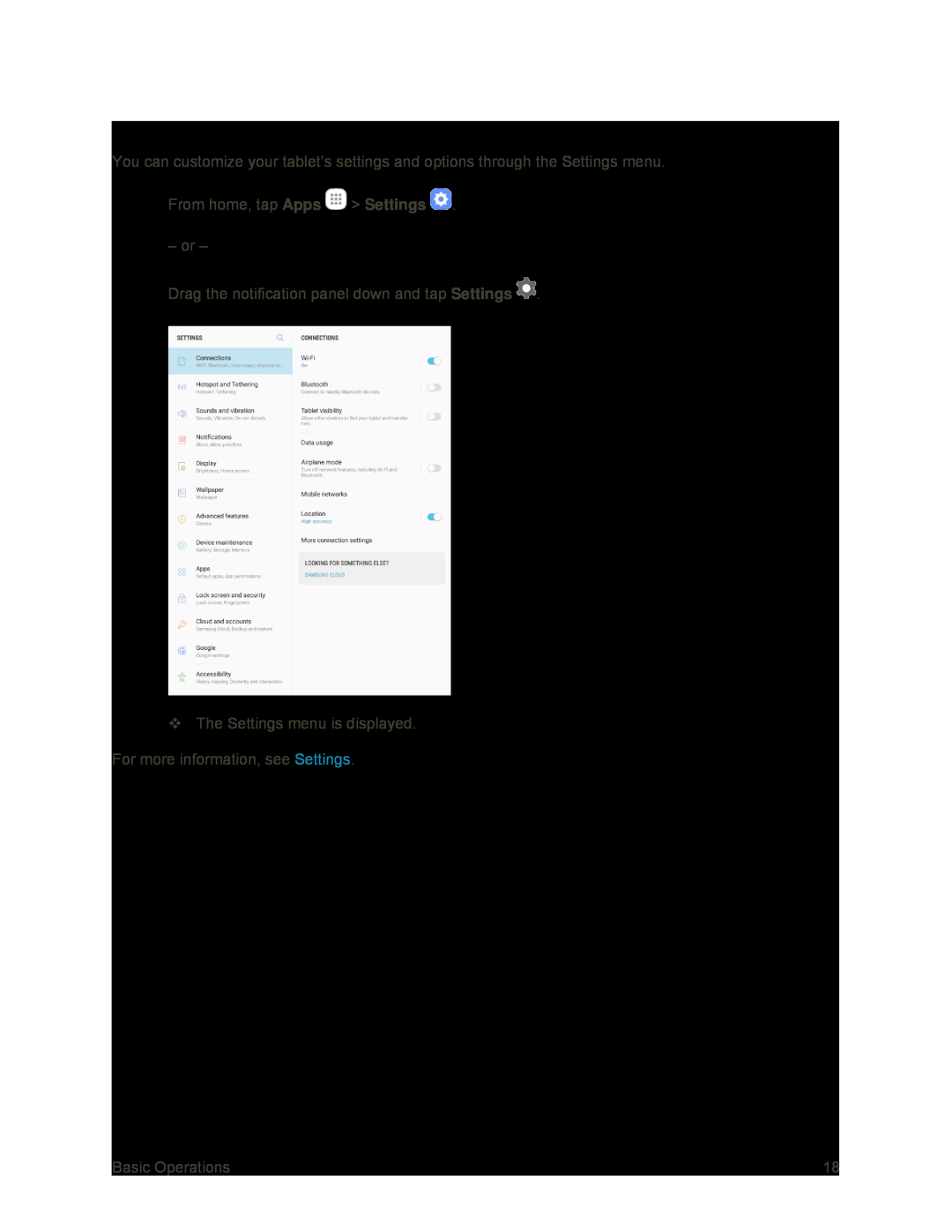 Tablet Settings Menu Galaxy Tab S2 9.7 Sprint