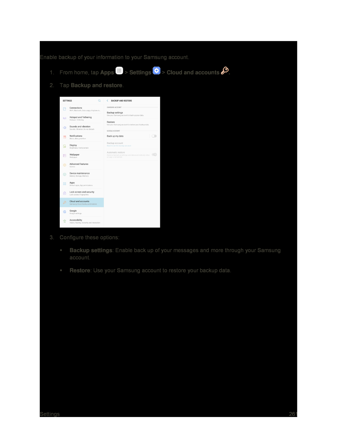 Samsung Account Backup Settings Galaxy Tab S2 9.7 Sprint