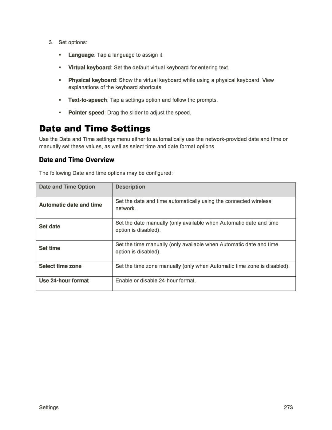 Date and Time Overview Date and Time Settings