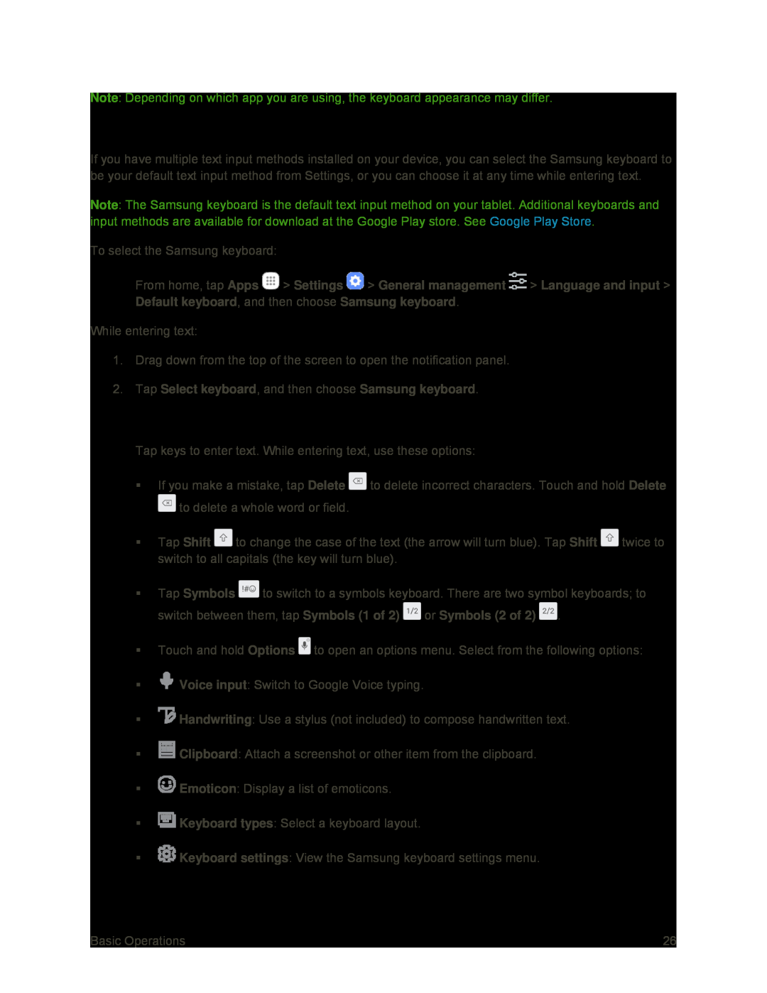 Use Samsung Keyboard to Enter Text Galaxy Tab S2 9.7 Sprint