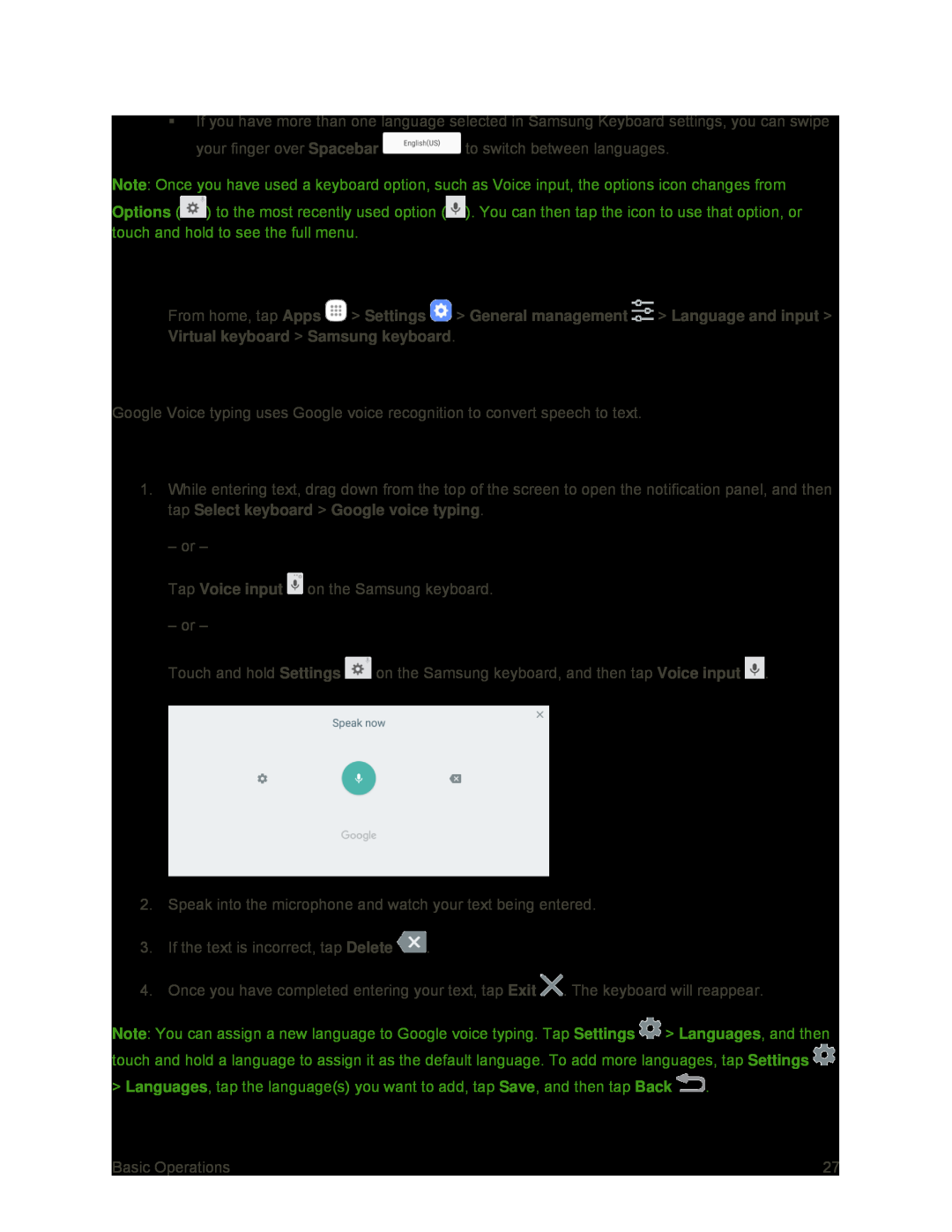 Configure Samsung Keyboard Use Google Voice Typing to Enter Text