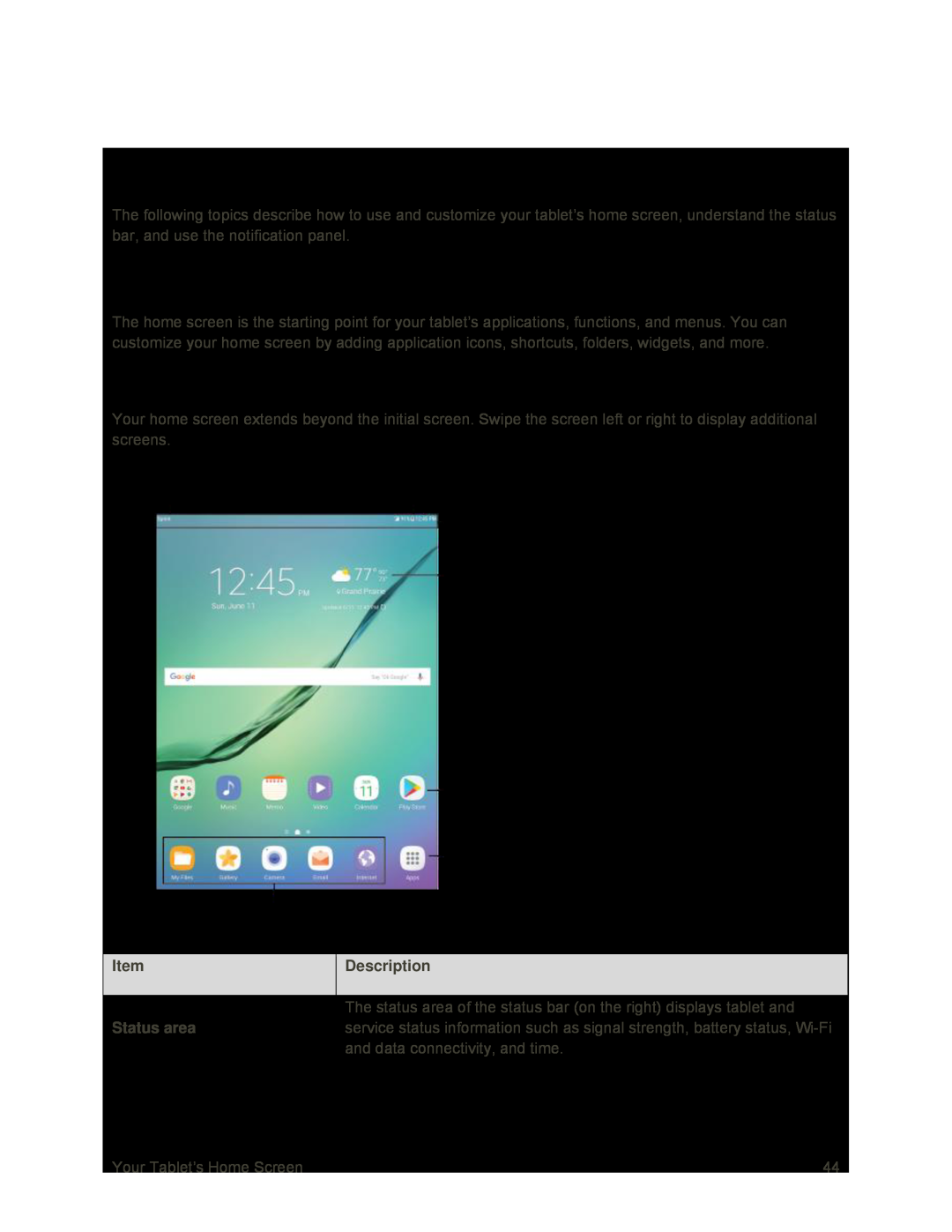 Home Screen Basics Galaxy Tab S2 9.7 Sprint