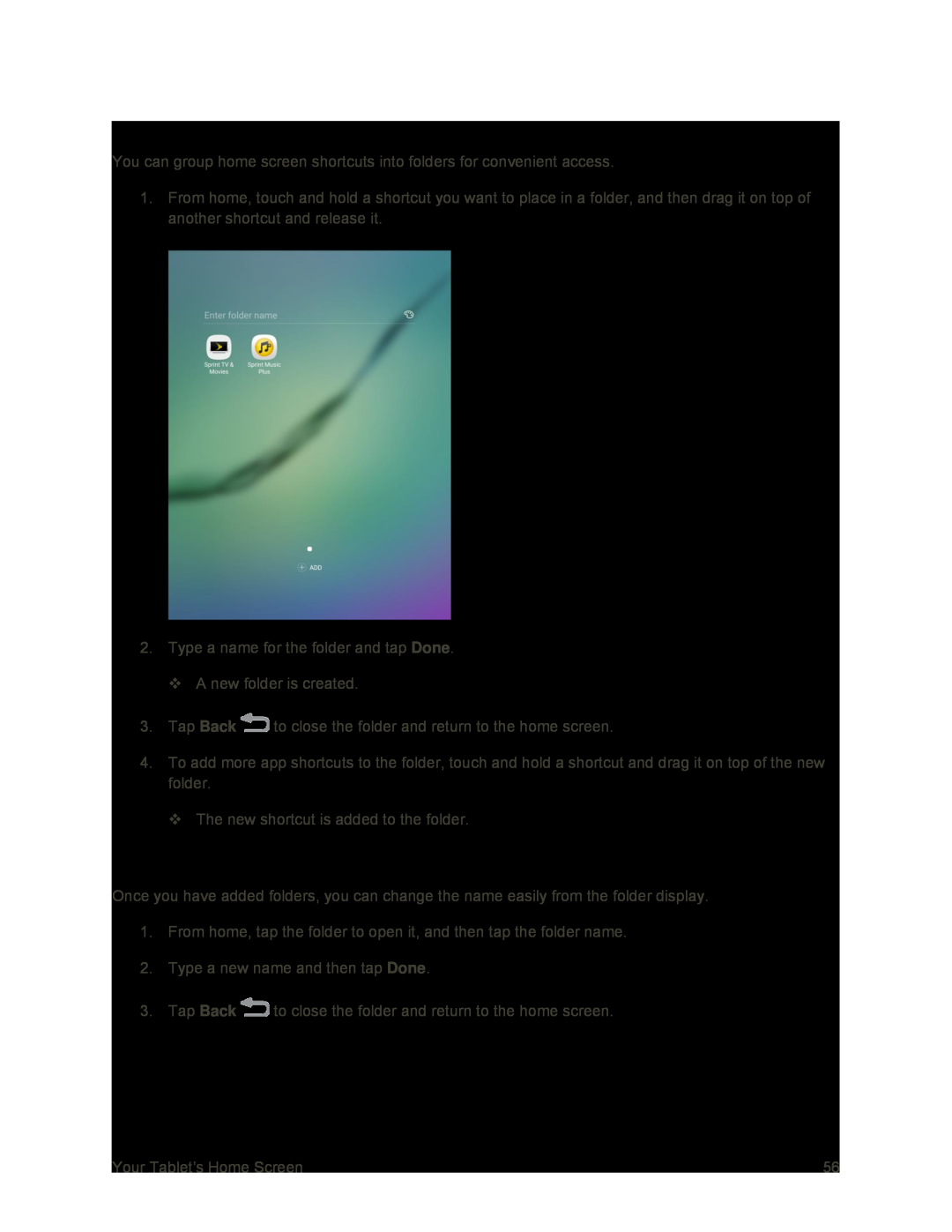 Add Folders to the Home Screen Galaxy Tab S2 9.7 Sprint