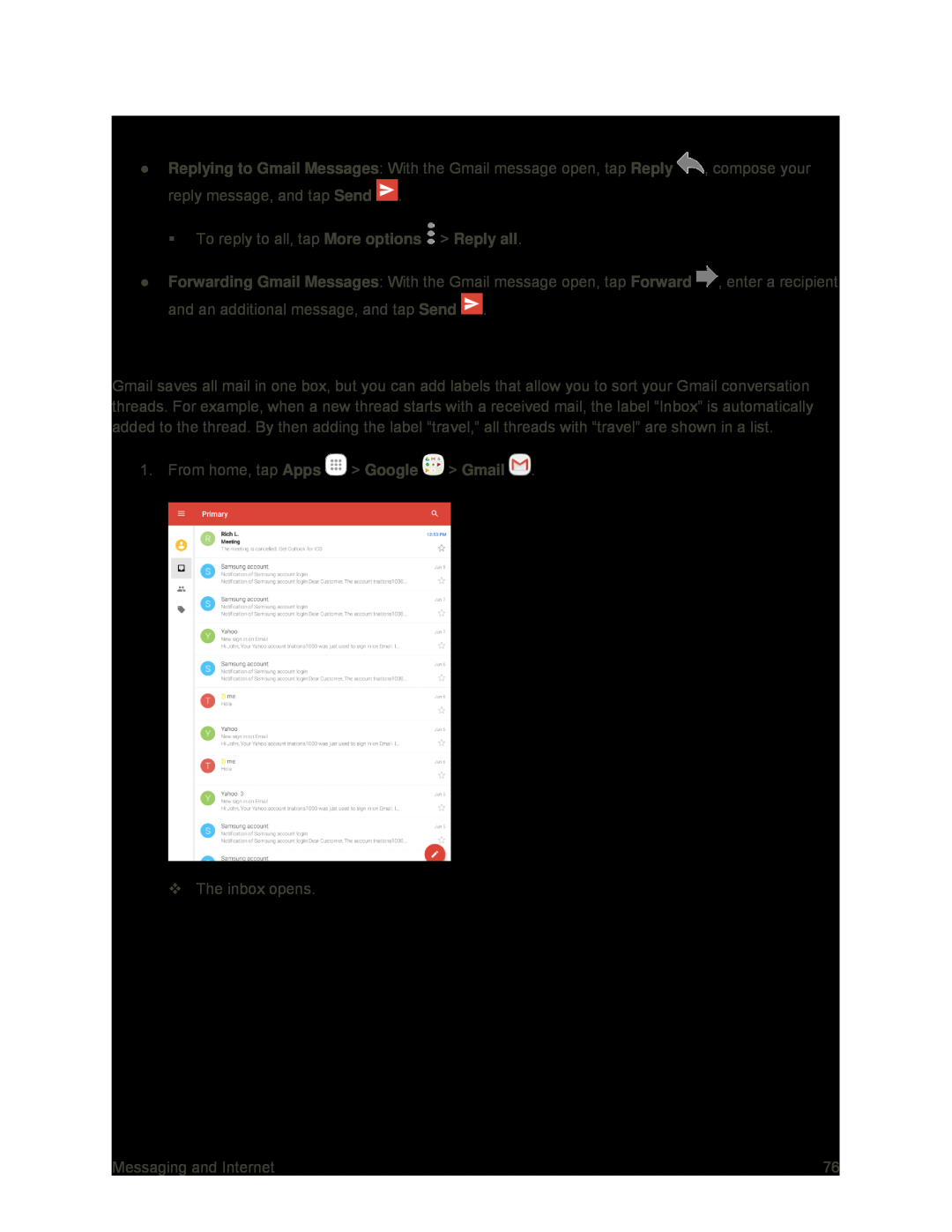 Use Gmail Labels Galaxy Tab S2 9.7 Sprint