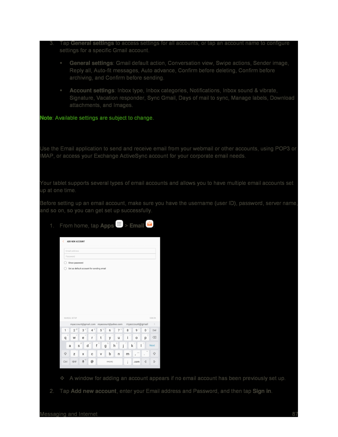 Email Galaxy Tab S2 9.7 Sprint