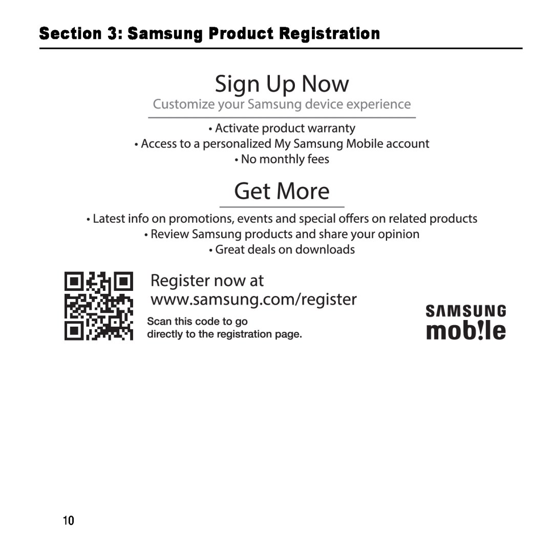 Section 3: Samsung Product Registration