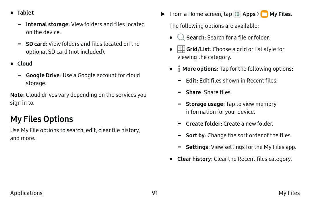 My Files Options Galaxy Tab S2 9.7 AT&T