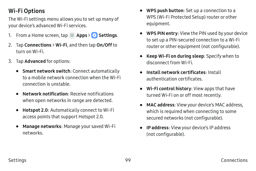 Wi-FiOptions Galaxy Tab S2 9.7 AT&T