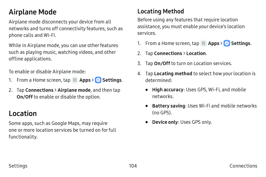 Locating Method Airplane Mode