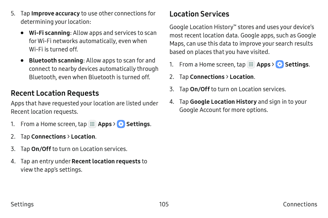 Recent Location Requests Location Services