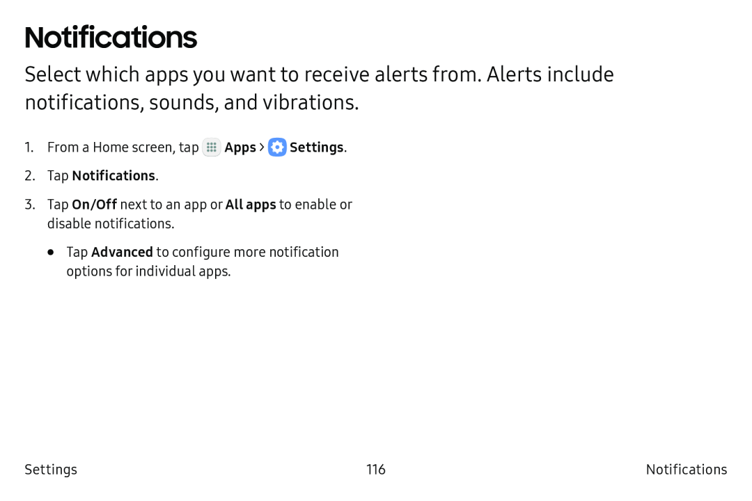 Notifications Galaxy Tab S2 9.7 AT&T