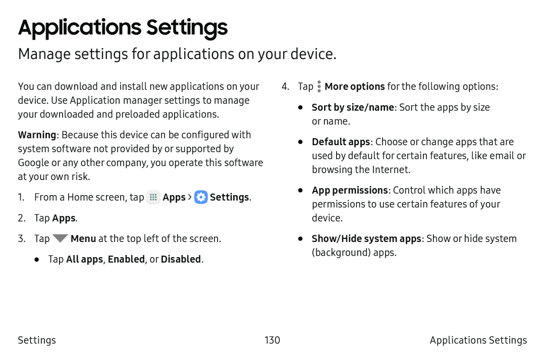 Applications Settings Galaxy Tab S2 9.7 AT&T