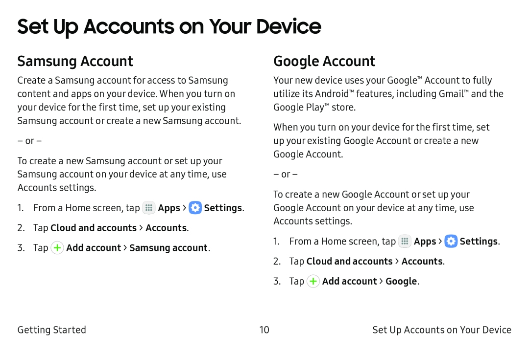 Set Up Accounts on Your Device Galaxy Tab S2 9.7 AT&T