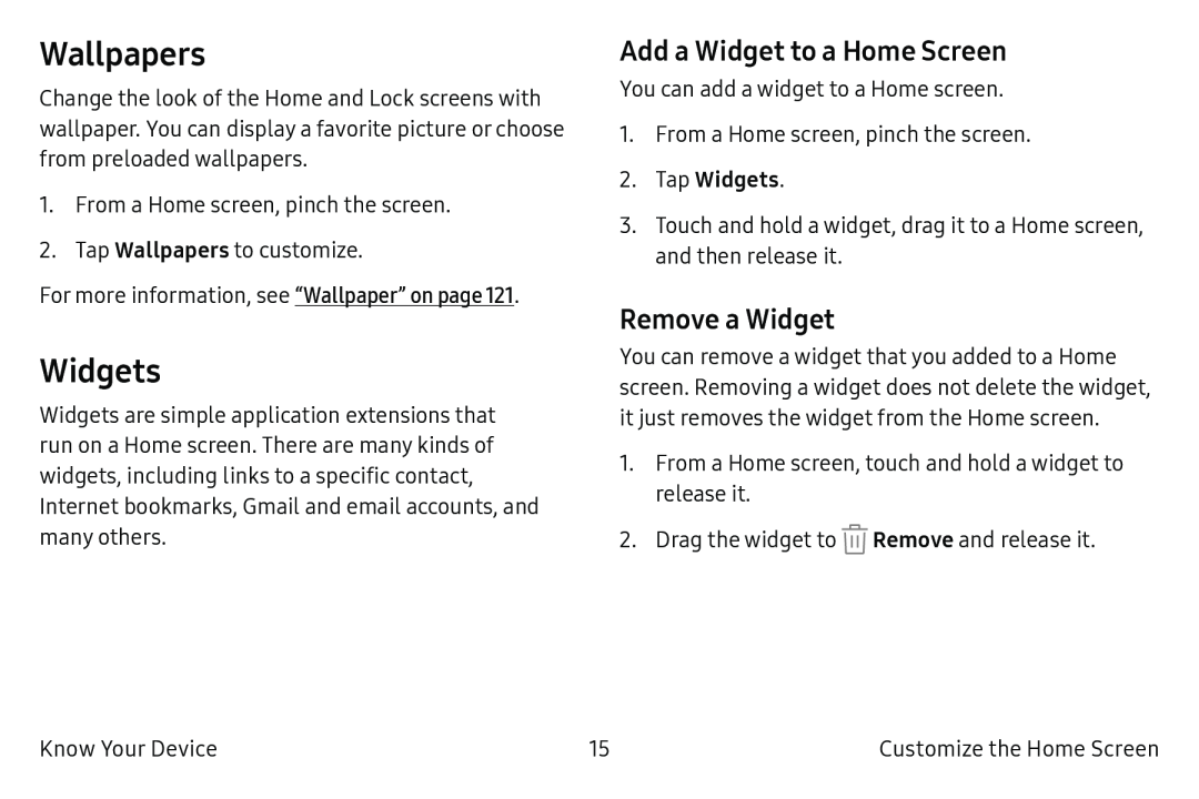 Remove a Widget Galaxy Tab S2 9.7 AT&T