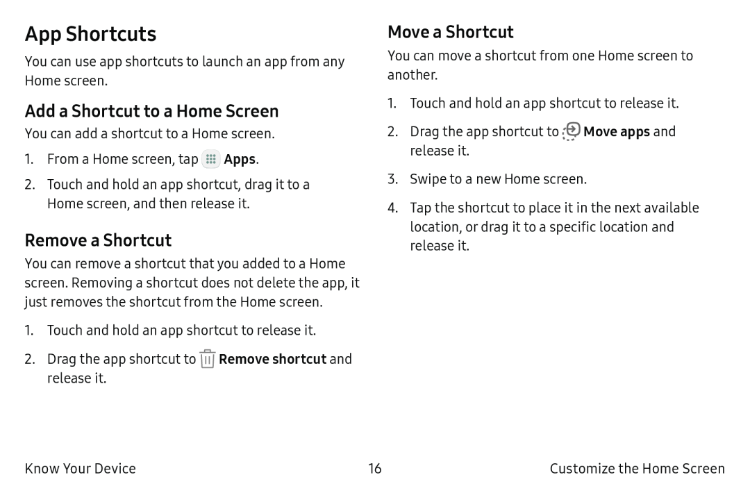 App Shortcuts Galaxy Tab S2 9.7 AT&T