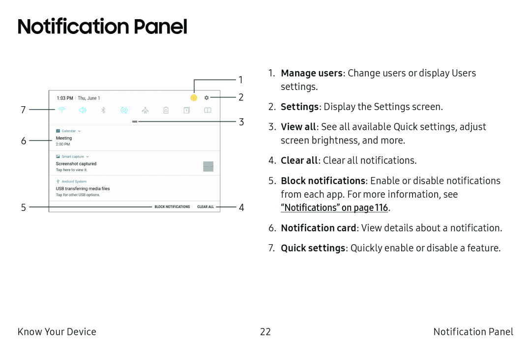 Notification Panel Galaxy Tab S2 9.7 AT&T