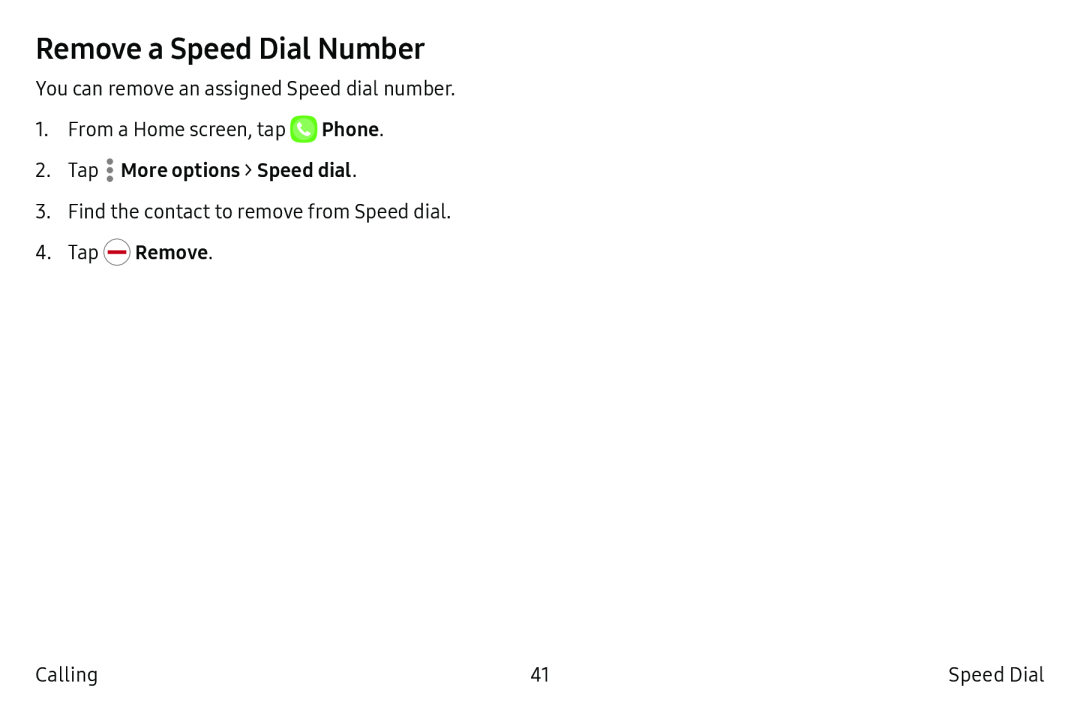 Remove a Speed Dial Number Galaxy Tab S2 9.7 AT&T