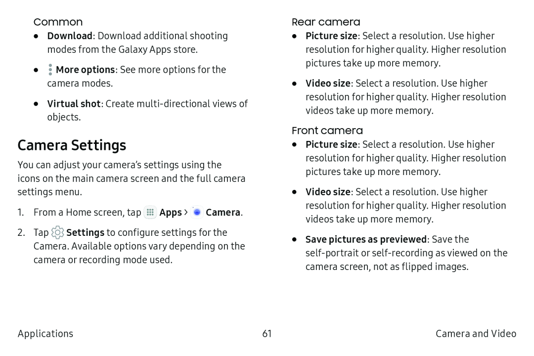 Camera Settings