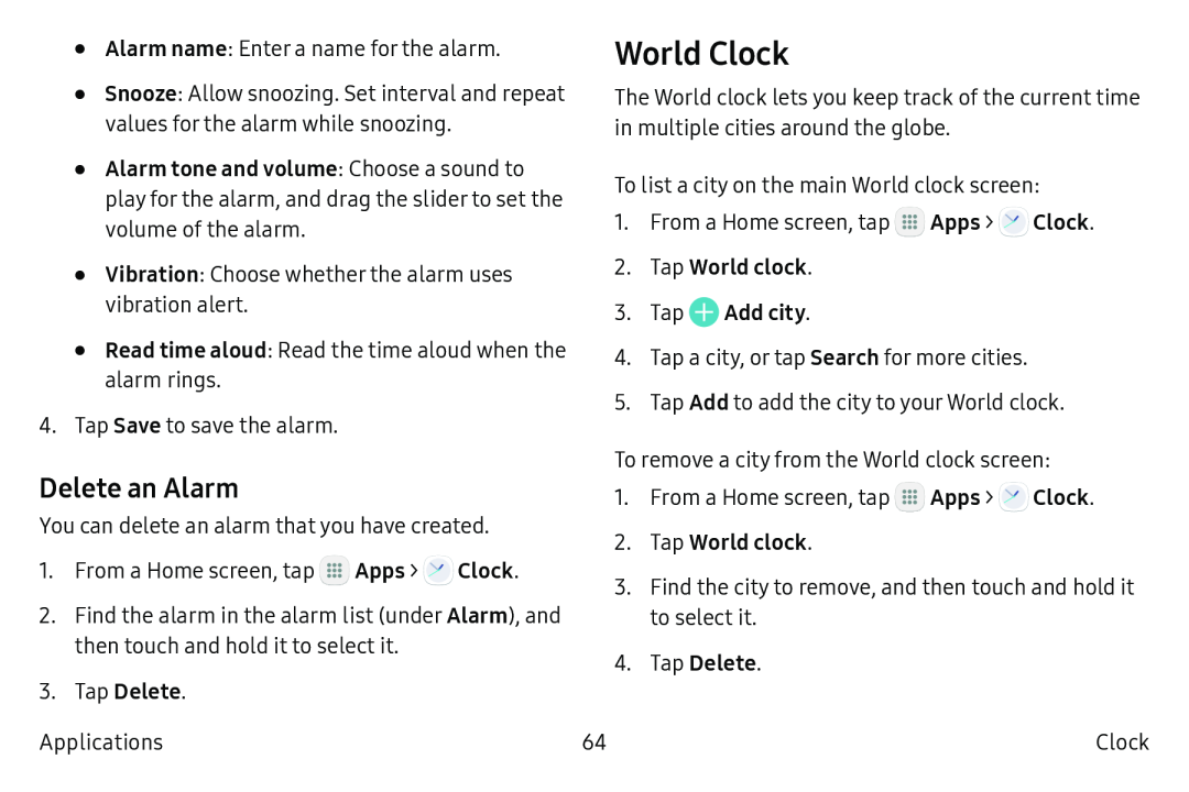 Delete an Alarm World Clock