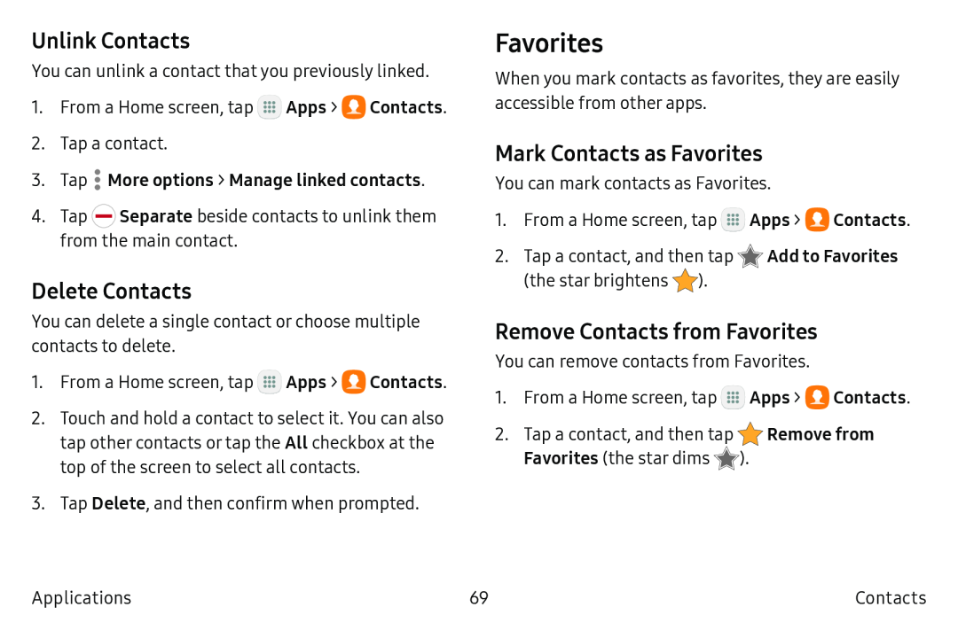 Unlink Contacts Delete Contacts