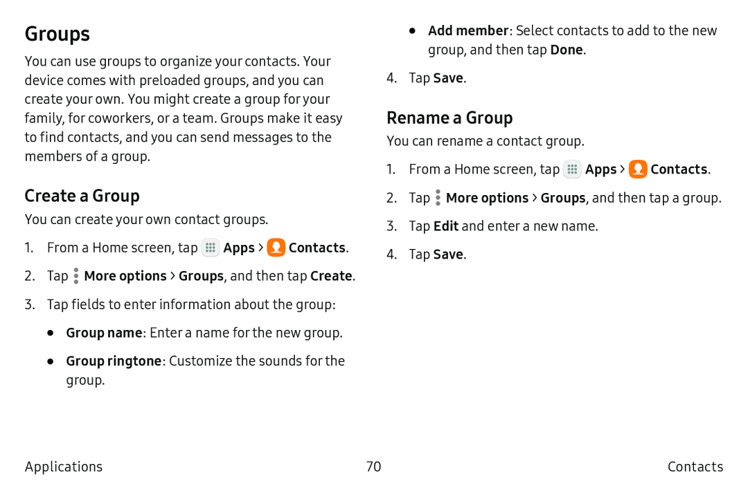 Create a Group Rename a Group