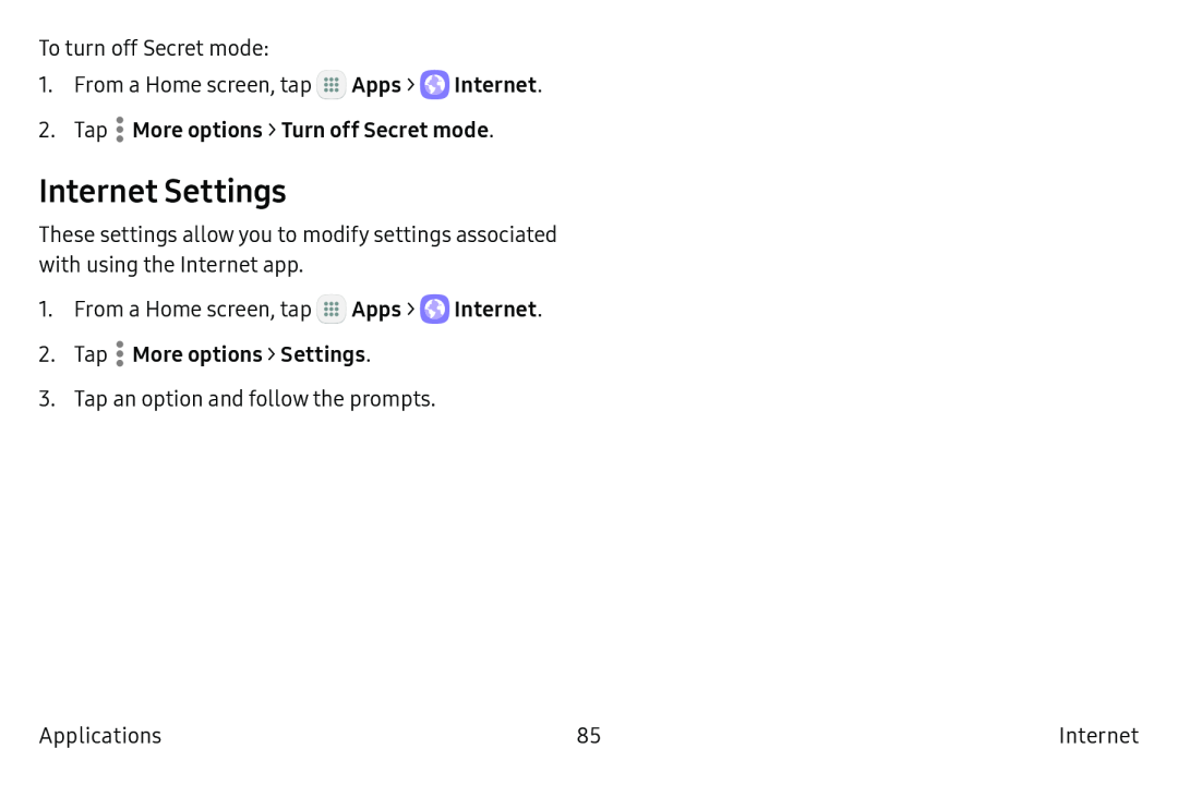 Internet Settings