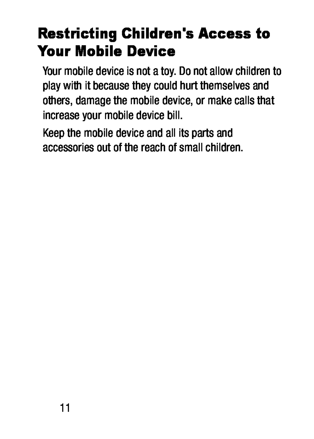 Restricting Children's Access to Your Mobile Device