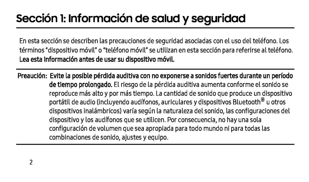 Sección 1: Información de salud y seguridad