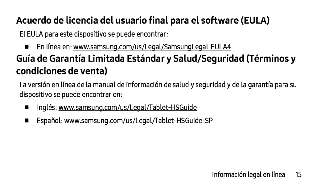 Acuerdo de licencia del usuario final para el software (EULA) Galaxy Tab S2 9.7 T-Mobile